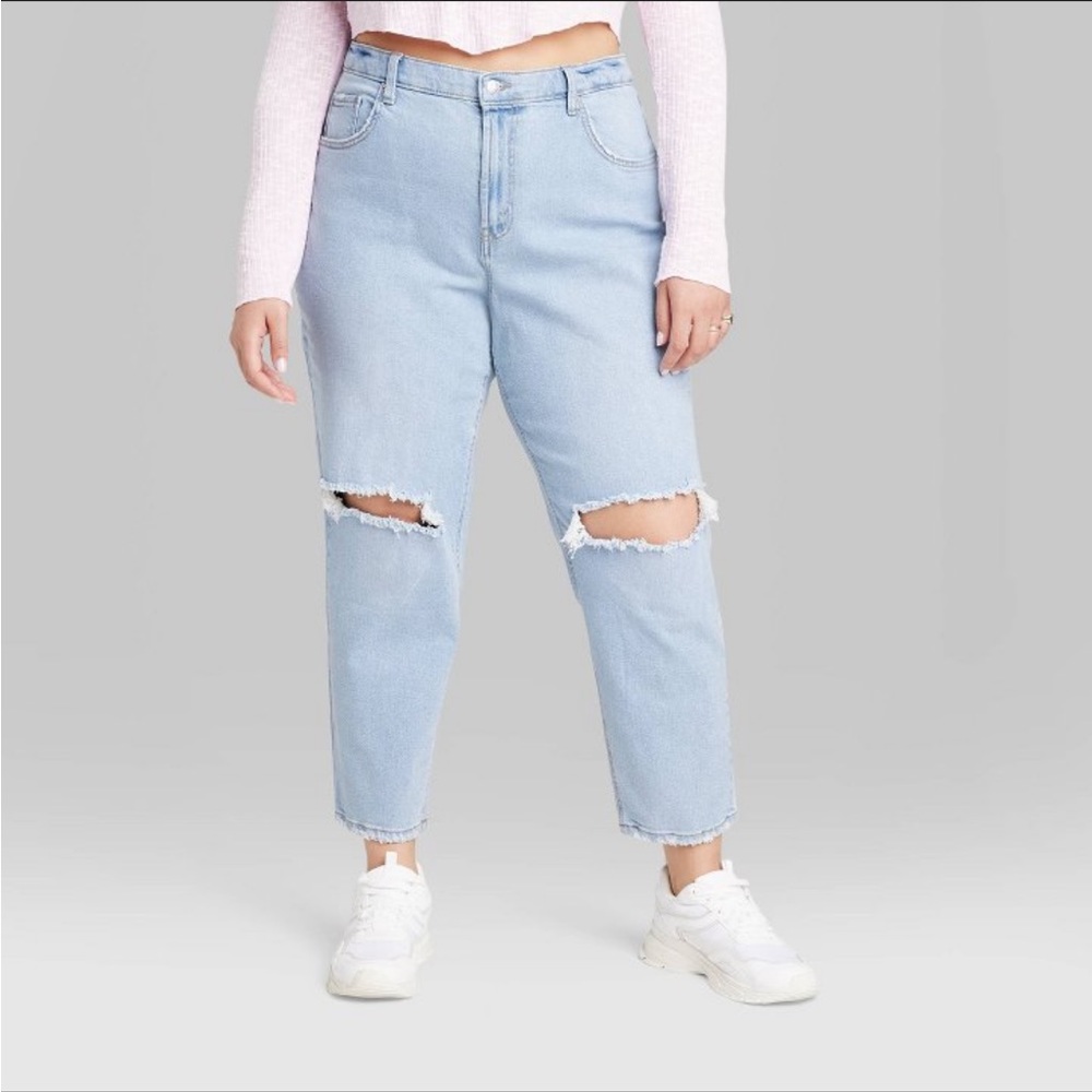 Target Wild Fable Super-High Rise Distressed Mom Taper Jeans